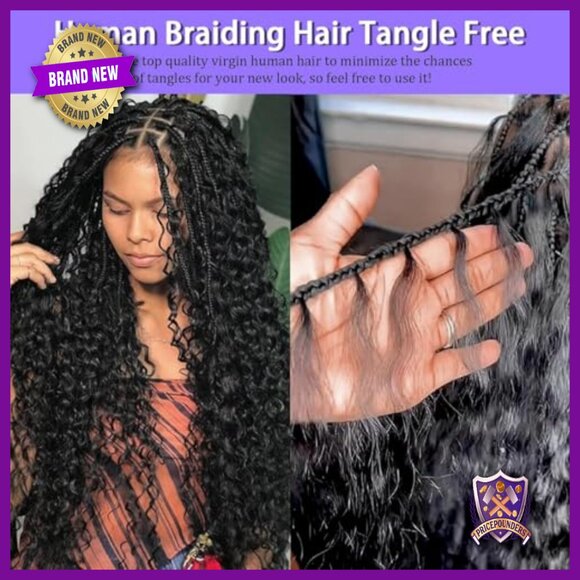 20 Inch Human Hair Extensions 110g Curly Deep Wave Boho Braiding Hair main image 5